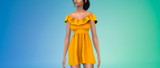 Короткое летнее платье с рисунками для Симс 4 – фото 1