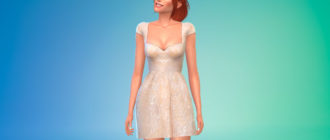 Короткое милое платье с бисером для Симс 4 – фото 1