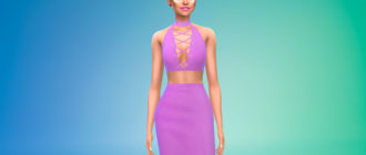 Короткое платье на шнуровке для Симс 4 – фото 1