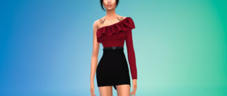 Короткое платье с оборками для Симс 4 – фото 1