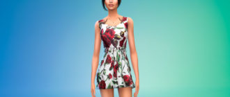Короткое платье с принтом для Симс 4 – фото 1