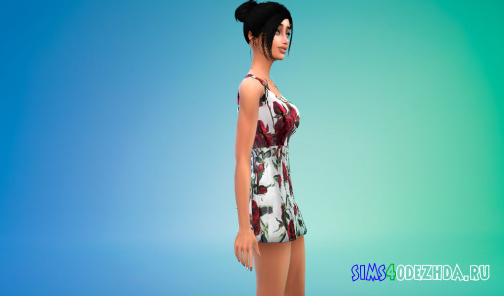Короткое платье с принтом для Симс 4 – фото 2