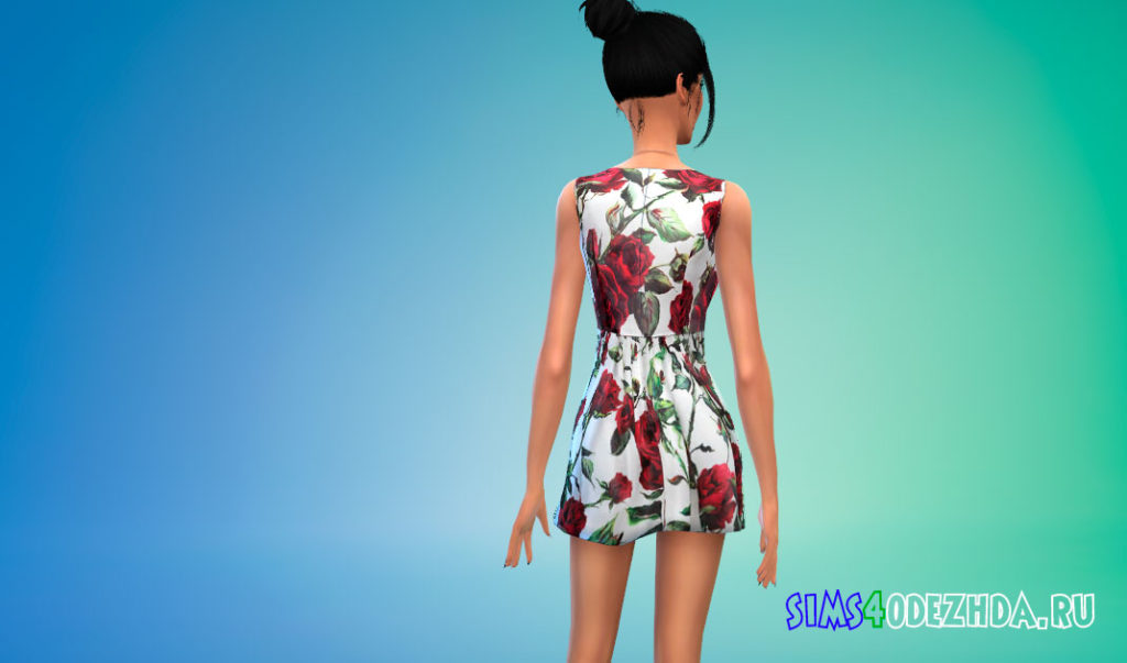 Короткое платье с принтом для Симс 4 – фото 3