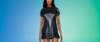 Кожаное платье для Симс 4 – фото 1