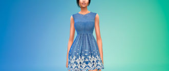 Летнее платье с вышивкой для Симс 4 – фото 1