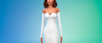 Миди-платье с рукавами для Симс 4 – фото 1