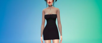 Мини-платье с длинным рукавом для Симс 4 – фото 1