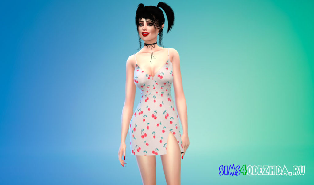 Мини-платье с разрезом до бедра для Симс 4 – фото 2