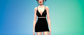 Мини-платье с V-образным вырезом для Симс 4 – фото 1