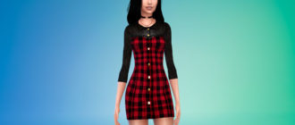 Мини-платье в клетку для Симс 4 – фото 1
