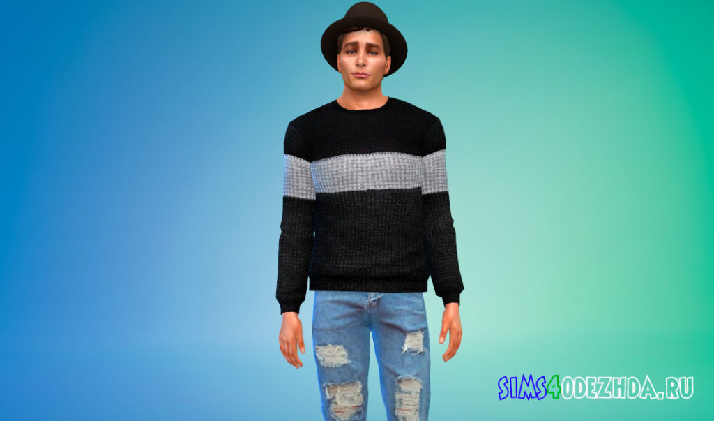 Мужской свитер в полосу для Симс 4 – фото 2