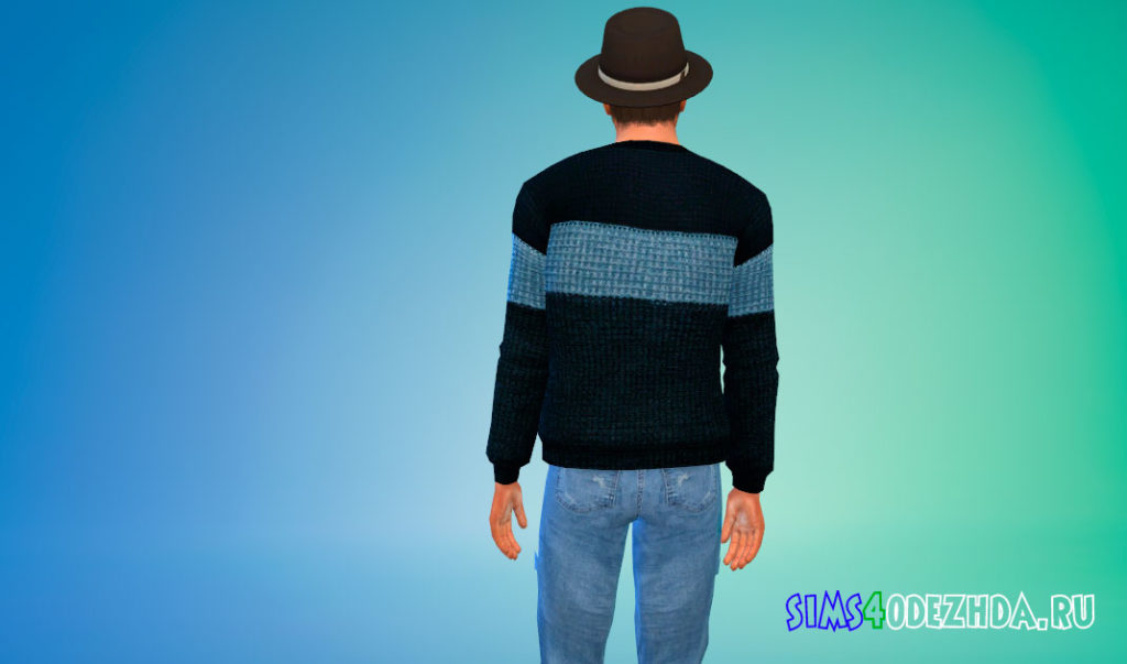 Мужской свитер в полосу для Симс 4 – фото 3