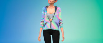 Открытая куртка с топом для Симс 4 – фото 1