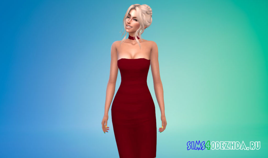 Платье-чокер для Симс 4 – фото 3