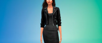 Платье с байкерской курткой для Симс 4 – фото 1