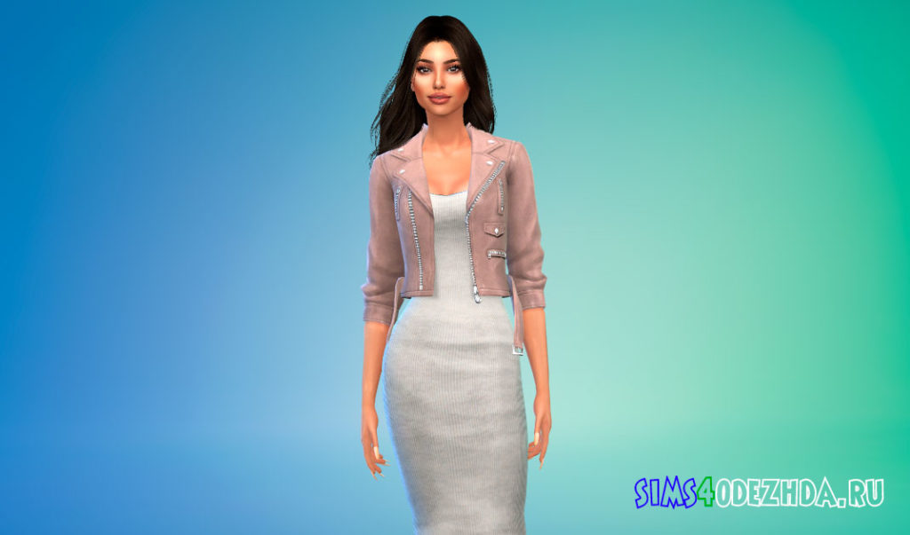 Платье с байкерской курткой для Симс 4 – фото 2