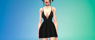 Платье с глубоким V-образным вырезом и высокой талией для Симс 4 – фото 1