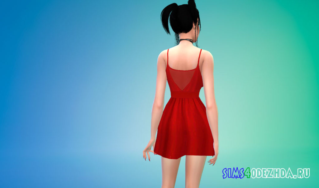 Платье с глубоким V-образным вырезом и высокой талией для Симс 4 – фото 3