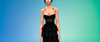 Платье с эффектными многоярусными юбками для Симс 4 – фото 1