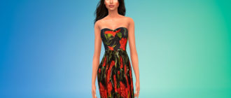 Платье с красивыми цветочными мотивами для Симс 4 – фото 1