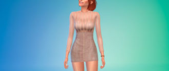 Платье с полосатым верхом для Симс 4 – фото 1