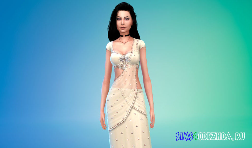 Платье-сари для Симс 4 – фото 2