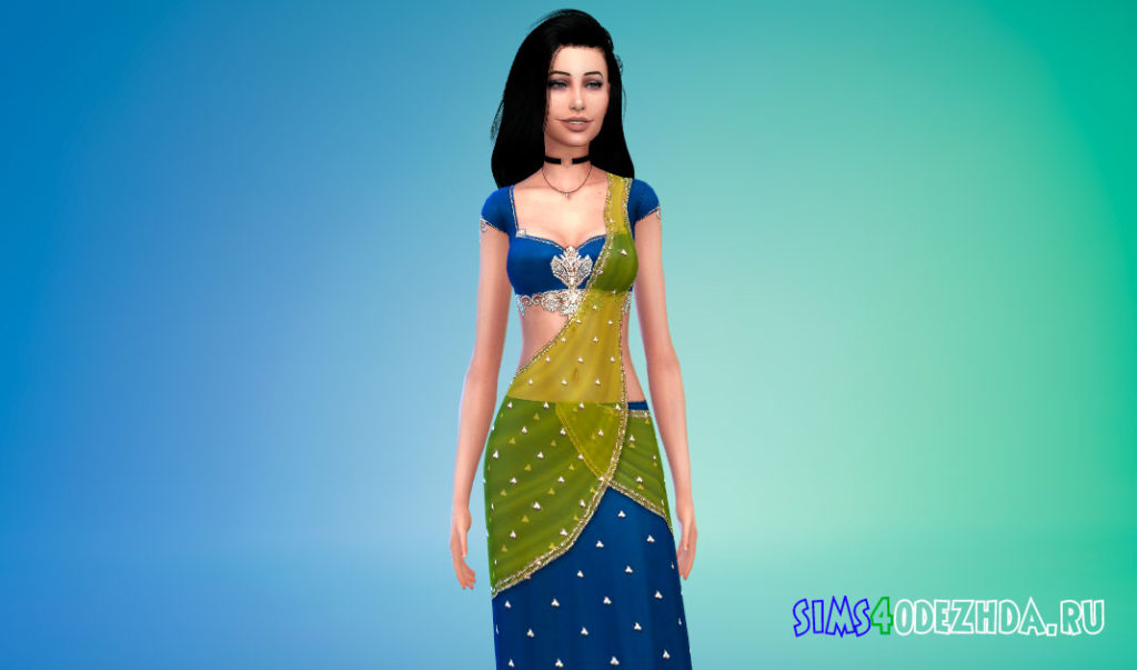 Платье-сари для Симс 4 – фото 3