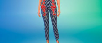 Полосатые штаны с вышивкой для Симс 4 – фото 1