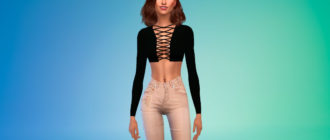 Сетчатый топ с длинными рукавами для Симс 4 – фото 1