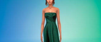 Шелковое длинное платье без бретелек для Симс 4 – фото 1