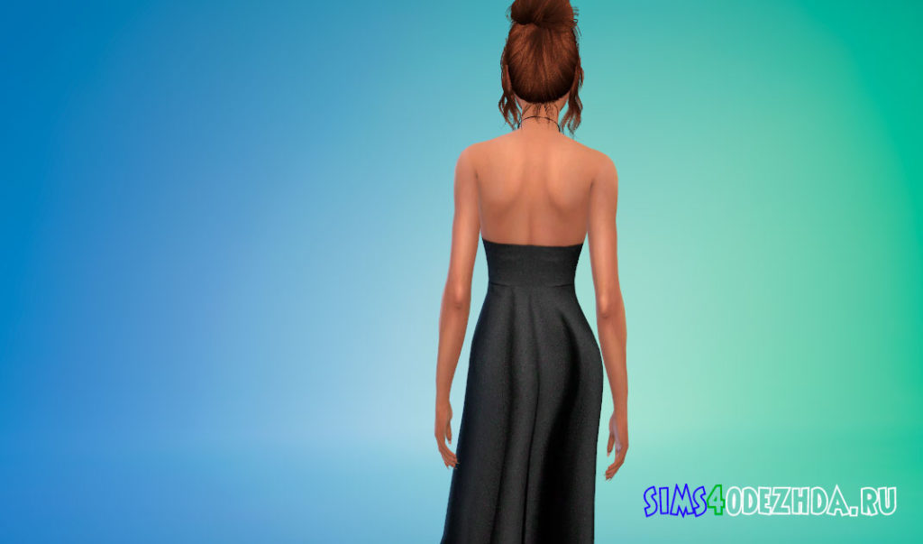 Шелковое длинное платье без бретелек для Симс 4 – фото 3