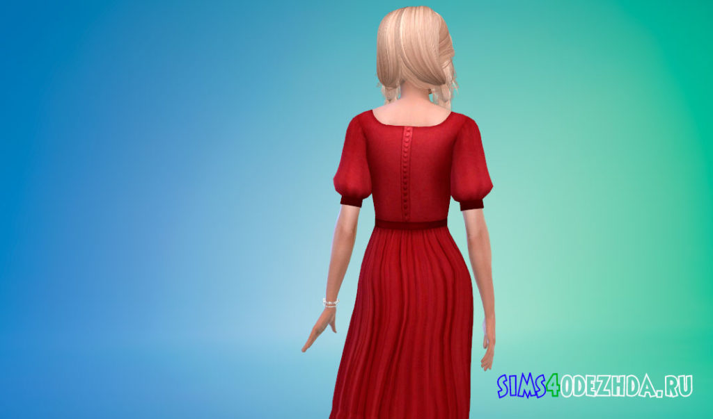 Средневековое платье с короткими рукавами для Симс 4 – фото 3
