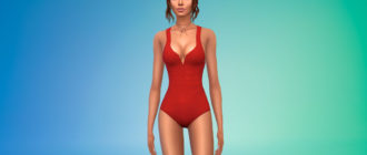 Стильное боди на пуговицах для Симс 4 – фото 1