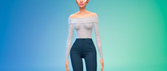 Свитер с открытыми плечами для Симс 4 – фото 1