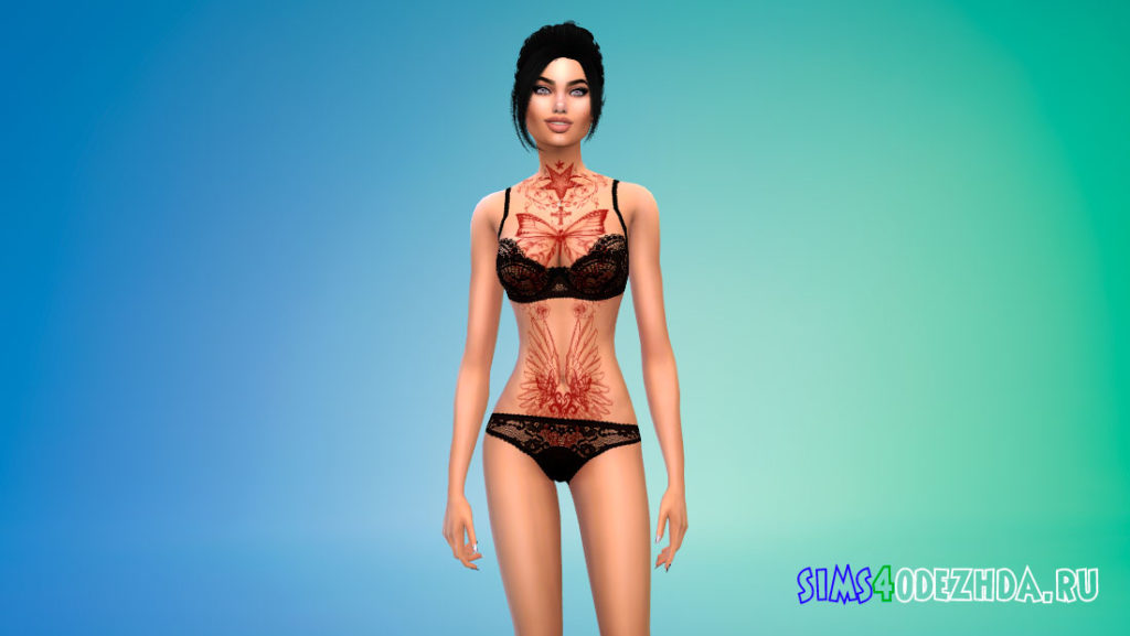 Татуировка на груди для женщин для Симс 4 – фото 2