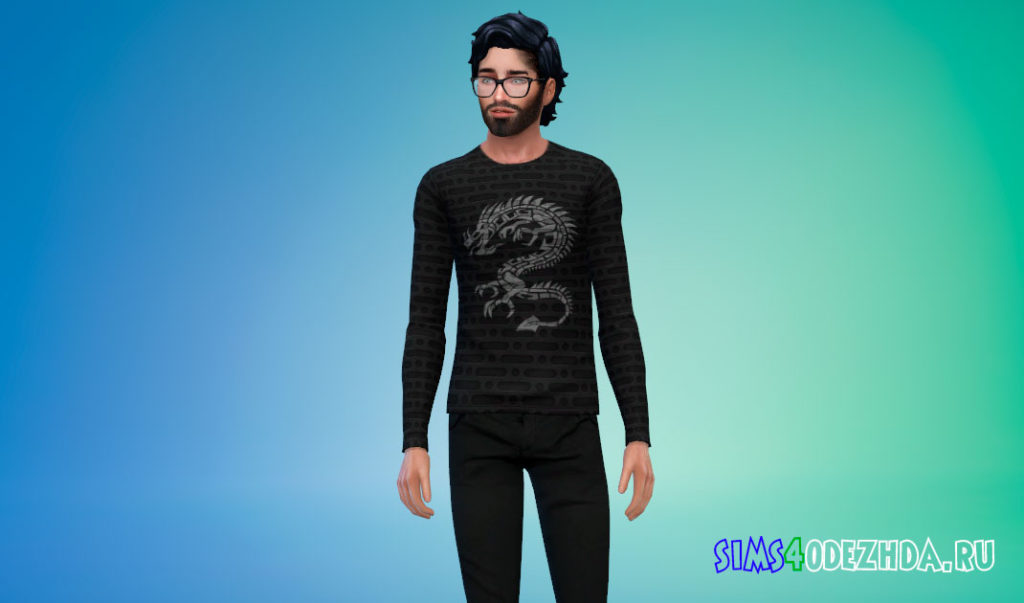 Темный мужской свитшот для Симс 4 – фото 2