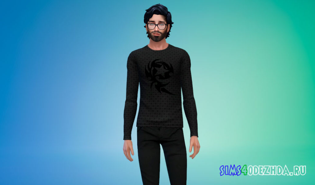 Темный мужской свитшот для Симс 4 – фото 3