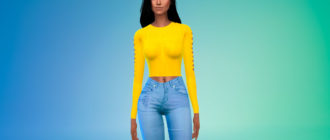 Топ с вырезами на рукавах для Симс 4 – фото 1