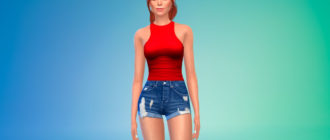 Топ с высоким воротом для Симс 4 – фото 1