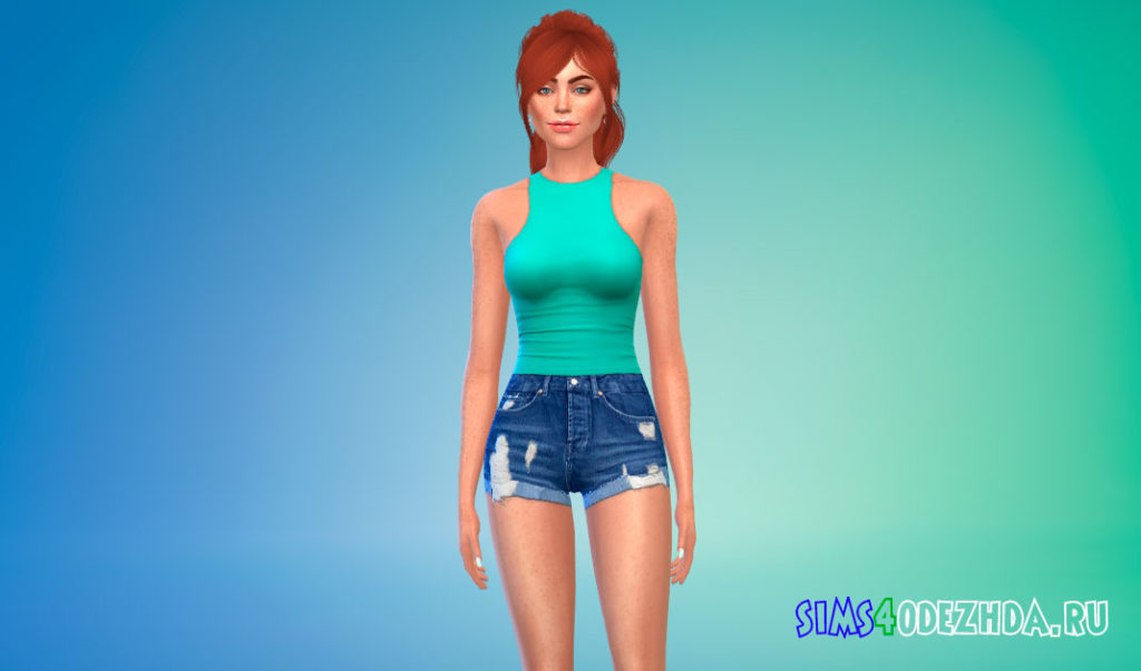 Топ с высоким воротом для Симс 4 – фото 2