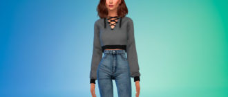 Укороченный свитер с завязками для Симс 4 – фото 1