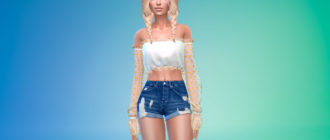 Блузка с прозрачными рукавами для Симс 4 – фото 1