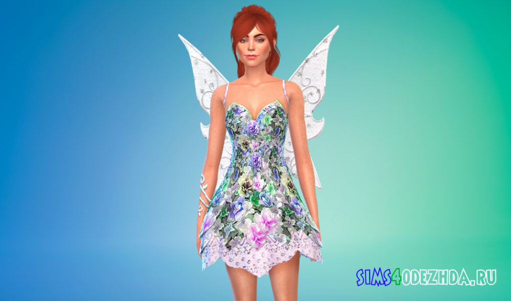 Цветочное платье феи для Симс 4 – фото 2