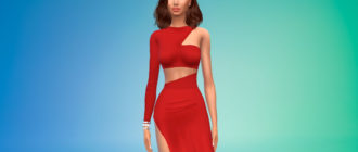 Длинное платье с разрезом на ноге для Симс 4 – фото 1