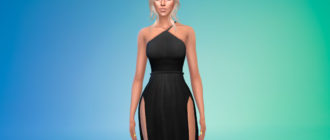 Длинное вечернее платье с вырезом для Симс 4 – фото 1