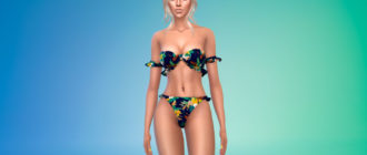 Двухкомпонентный купальник с рюшами для Симс 4 – фото 1