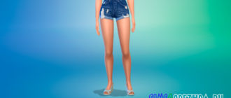 Джинсовые потертые шорты для Симс 4 – фото 1