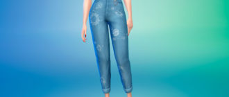 Джинсы с ремнем в форме сердца для Симс 4 – фото 1