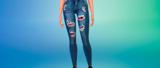 Джинсы-скинни с дырками для Симс 4 – фото 1