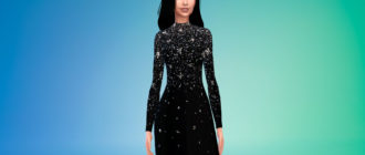 Элегантное и стильное длинное черное платье для Симс 4 – фото 1